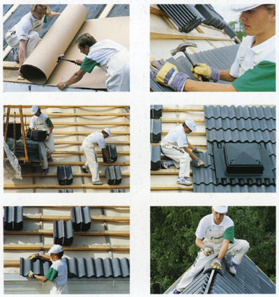 Монтаж цементно - песчанной черепицы