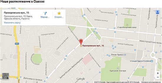 Карта з розташуванням у Одесі