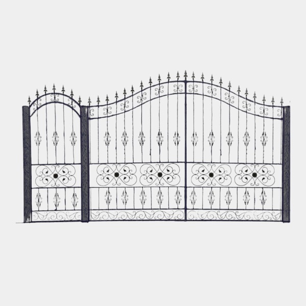 Кованые металлические ворота с калиткой